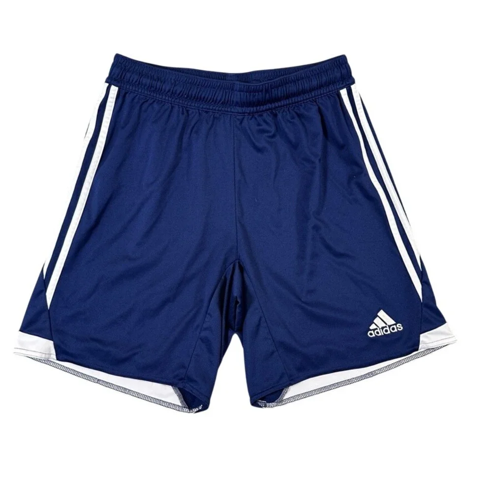 Adidas Climacool Navy Blue White Striped Athletic Soccer Shorts Mens Large